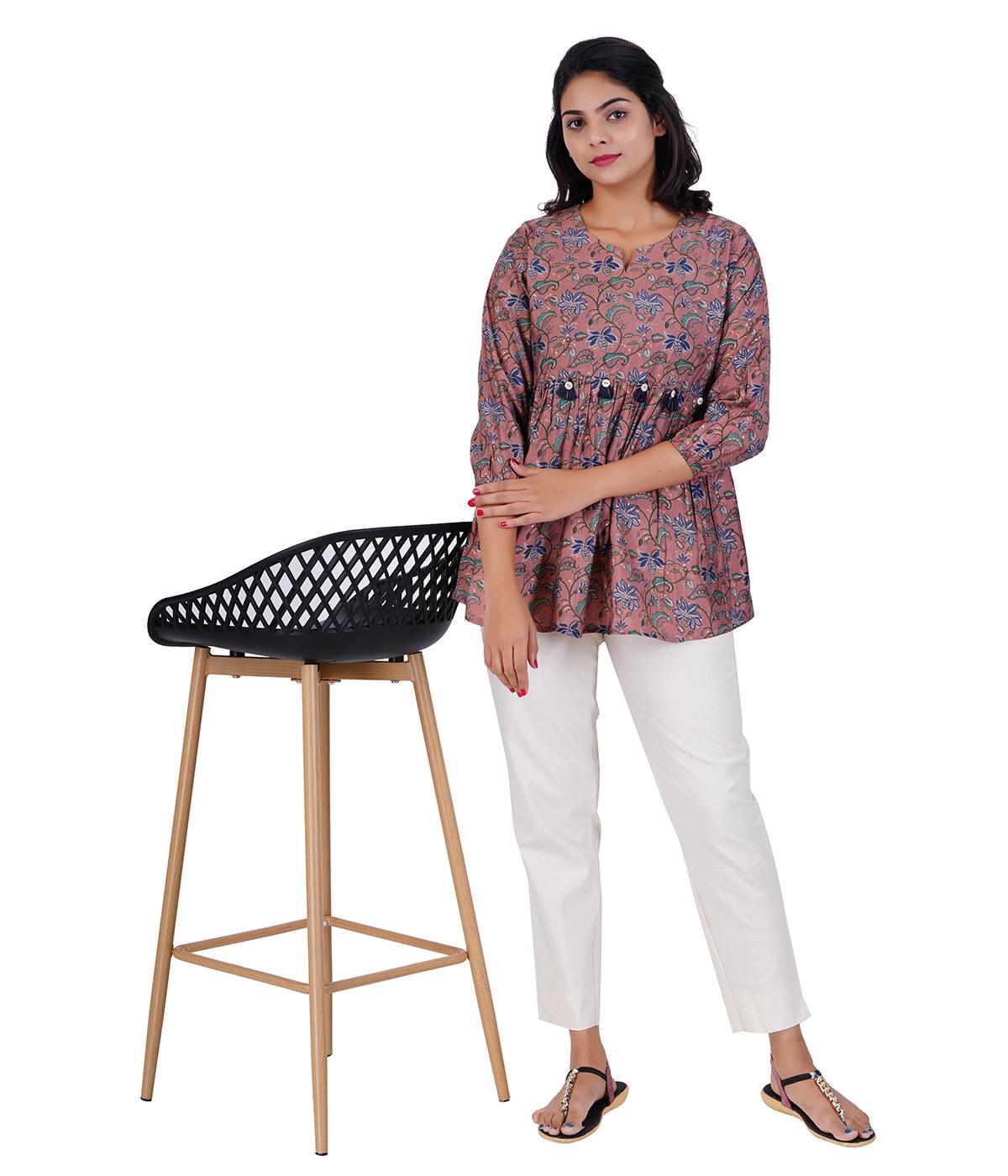 Natural Ecru Cotton Straight Pant