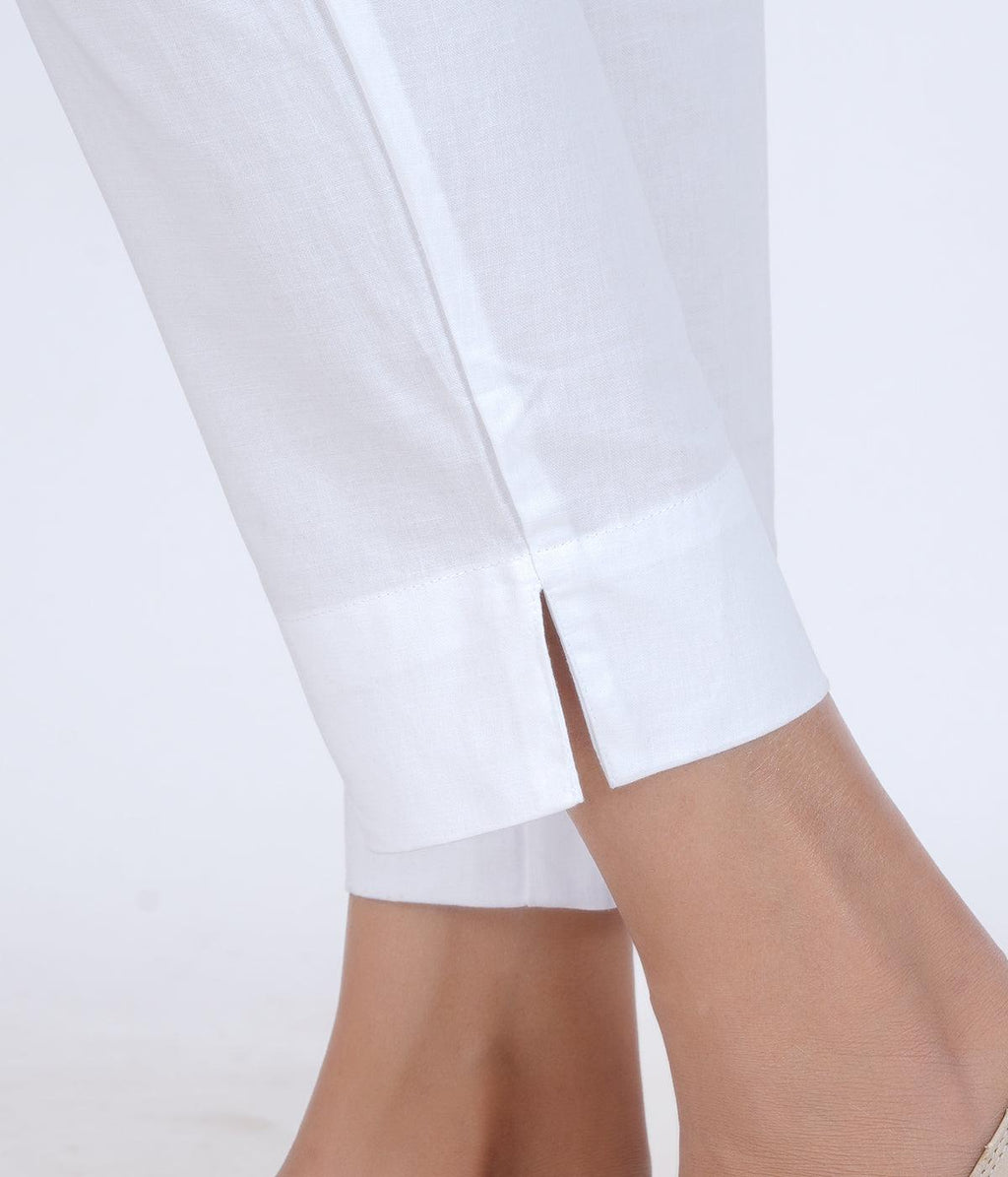 White Cotton Straight Pant