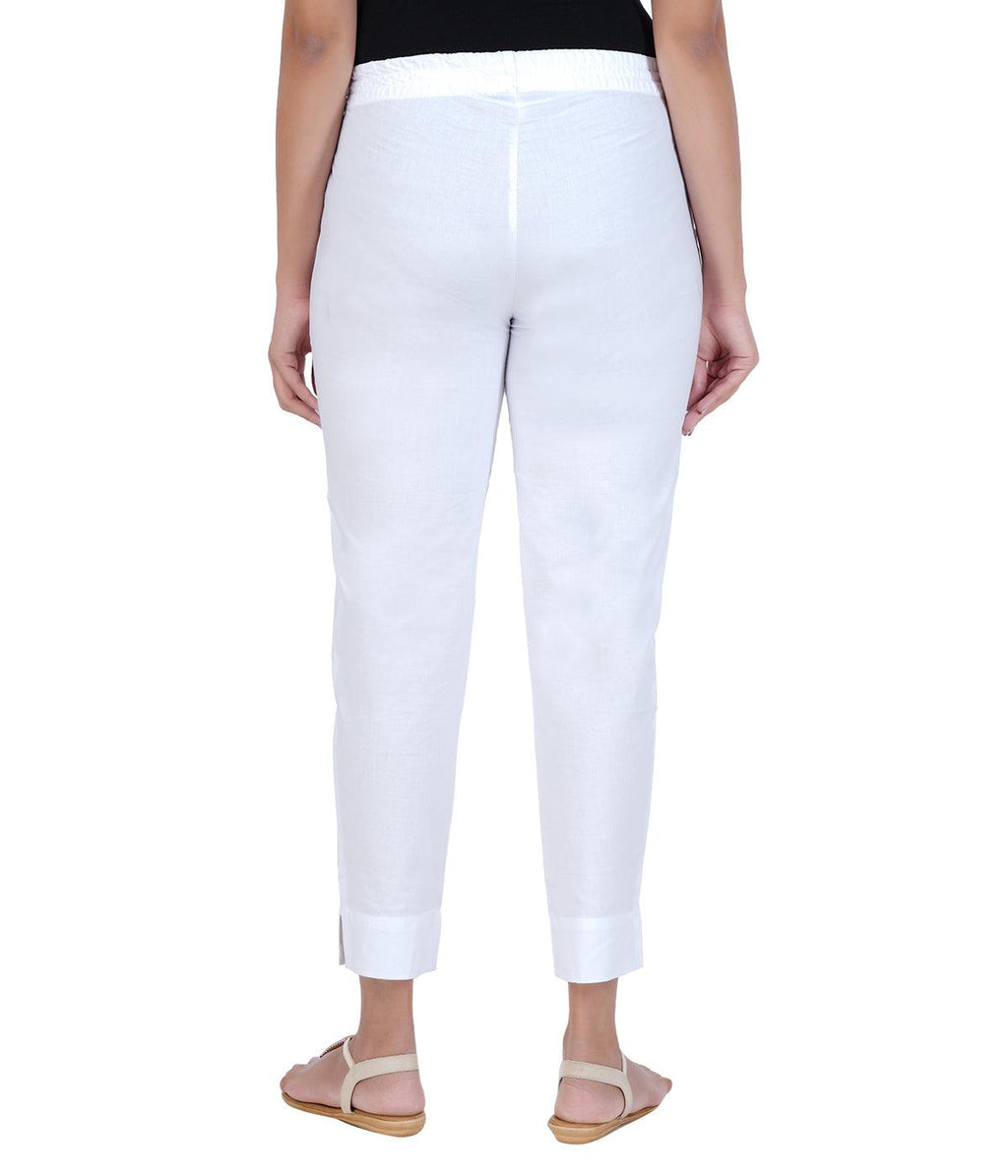 White Cotton Straight Pant