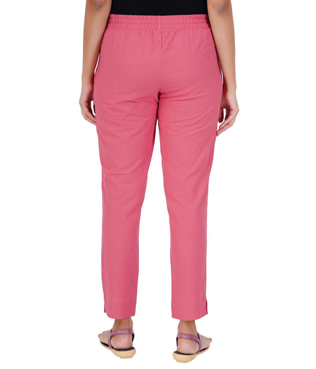Baby Pink Cotton Straight Pant