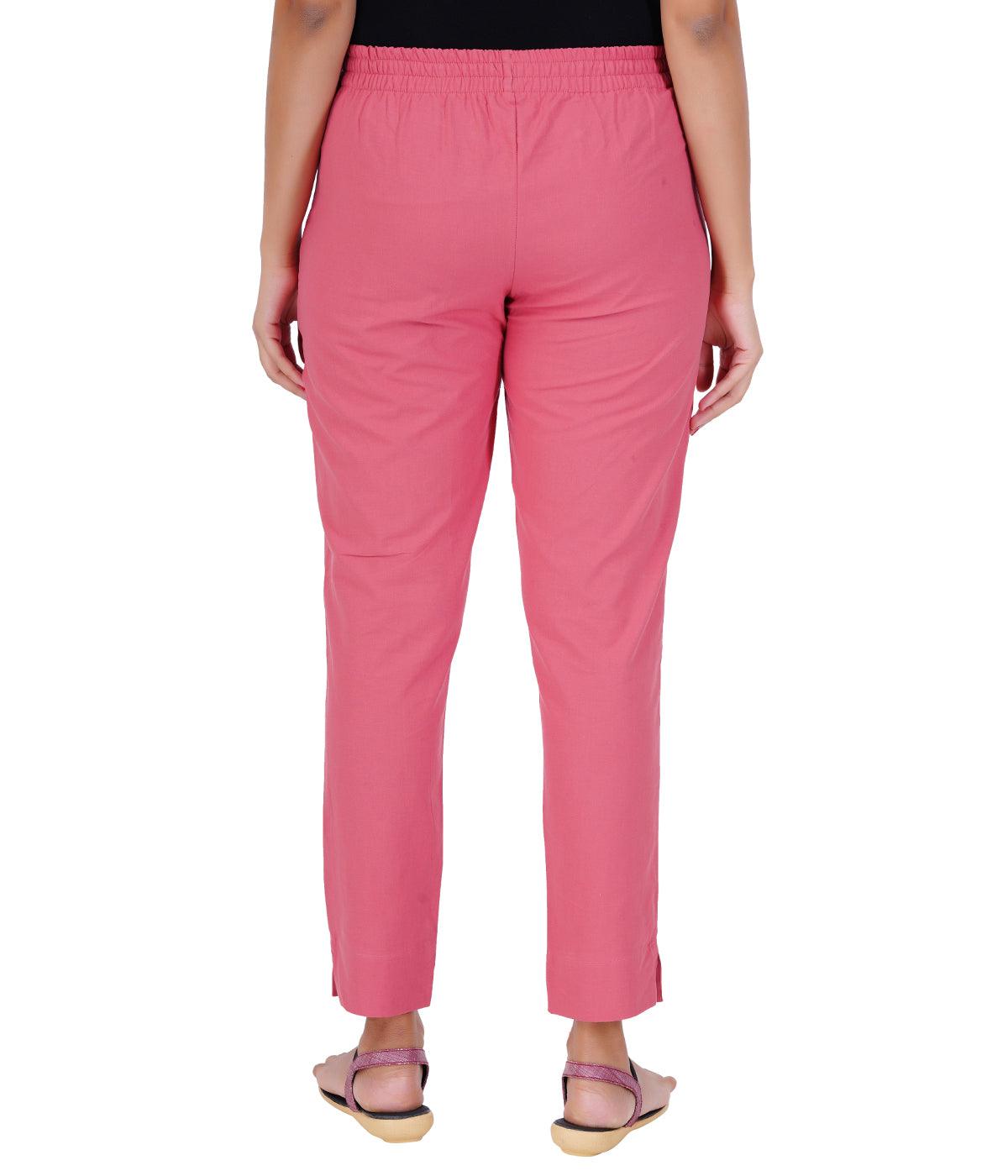 Baby Pink Cotton Straight Pant
