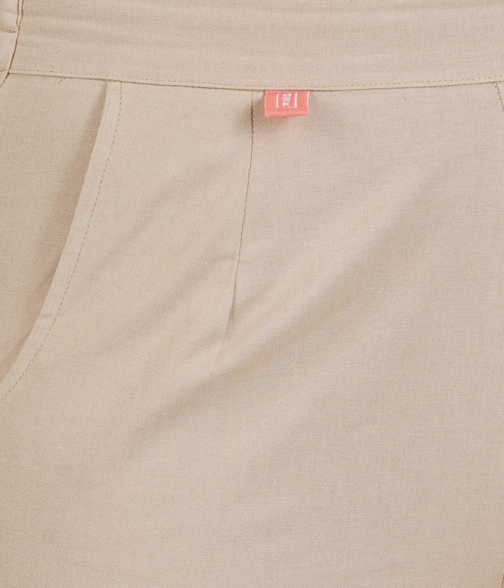 Beige Cotton Straight Pant