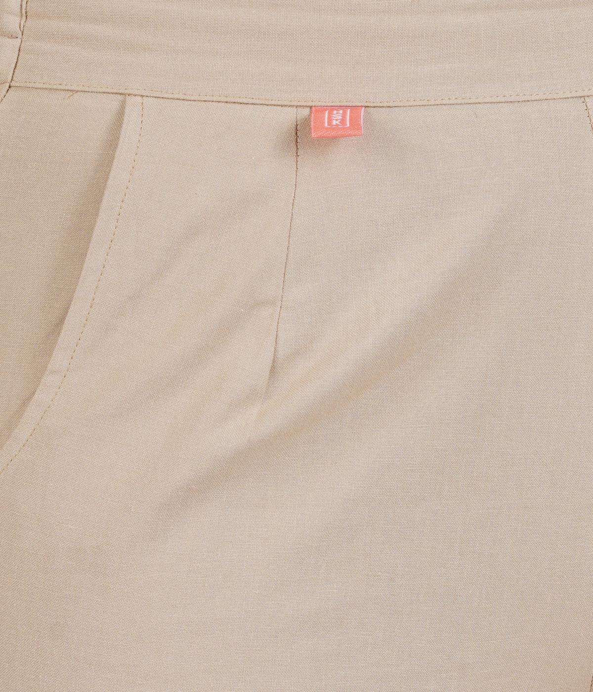 Beige Cotton Straight Pant