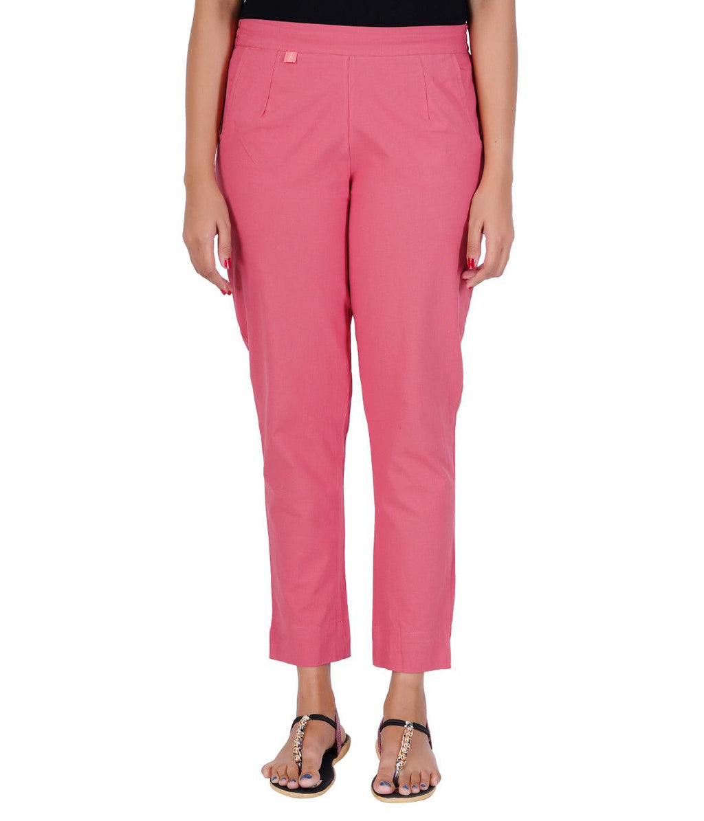 Baby Pink Cotton Straight Pant