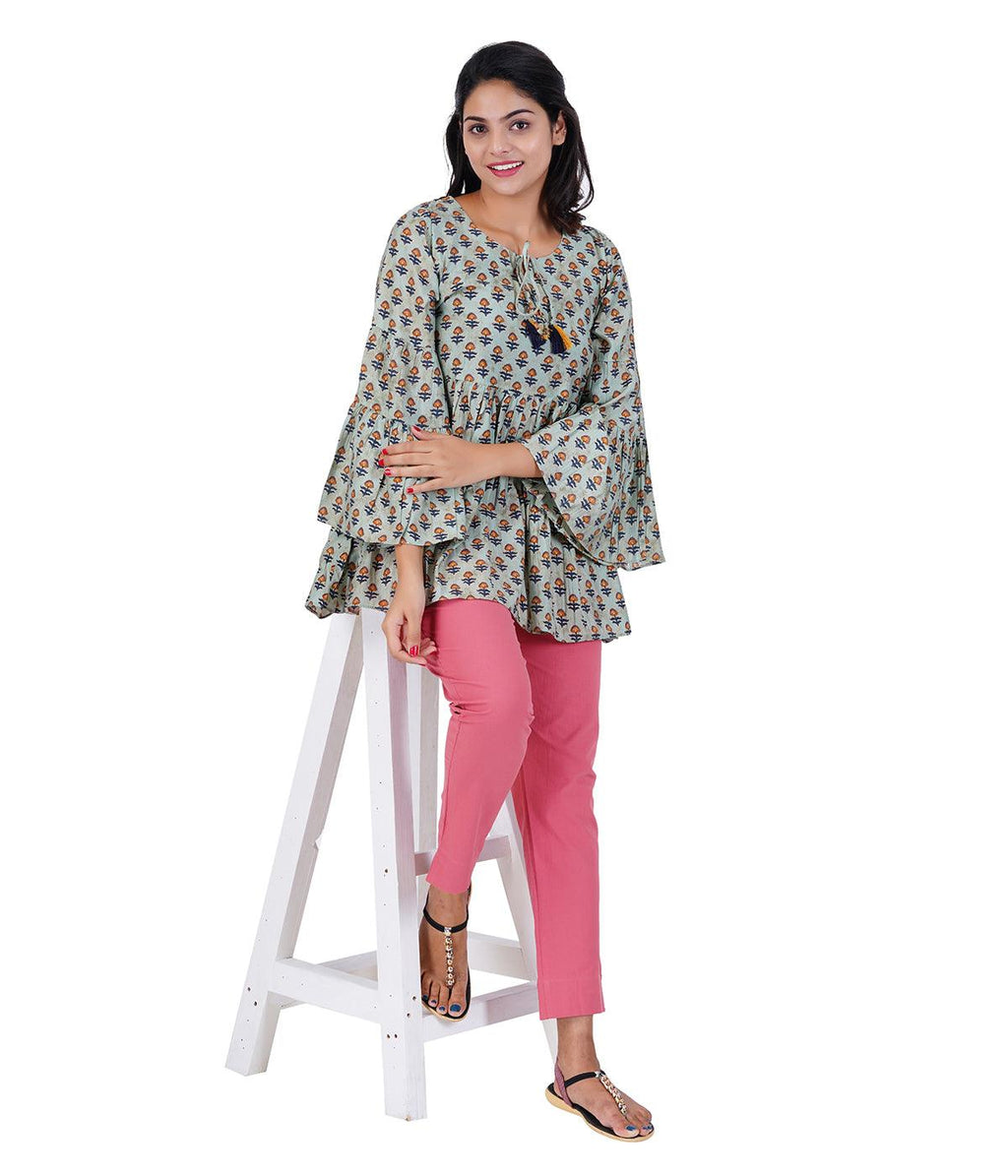 Baby Pink Cotton Straight Pant