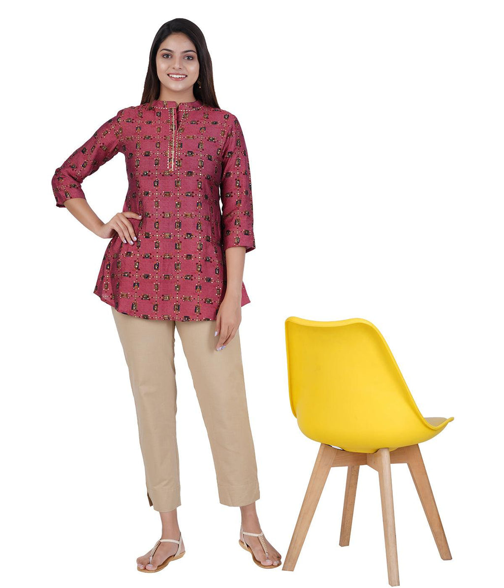 Beige Cotton Straight Pant