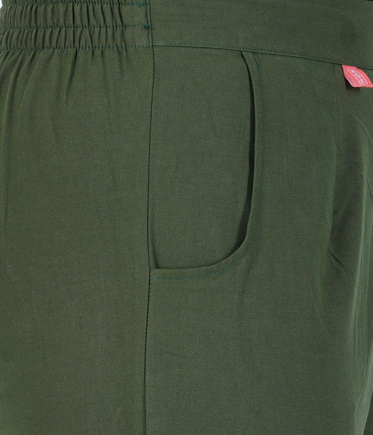 Olive Green Cotton Straight Pant