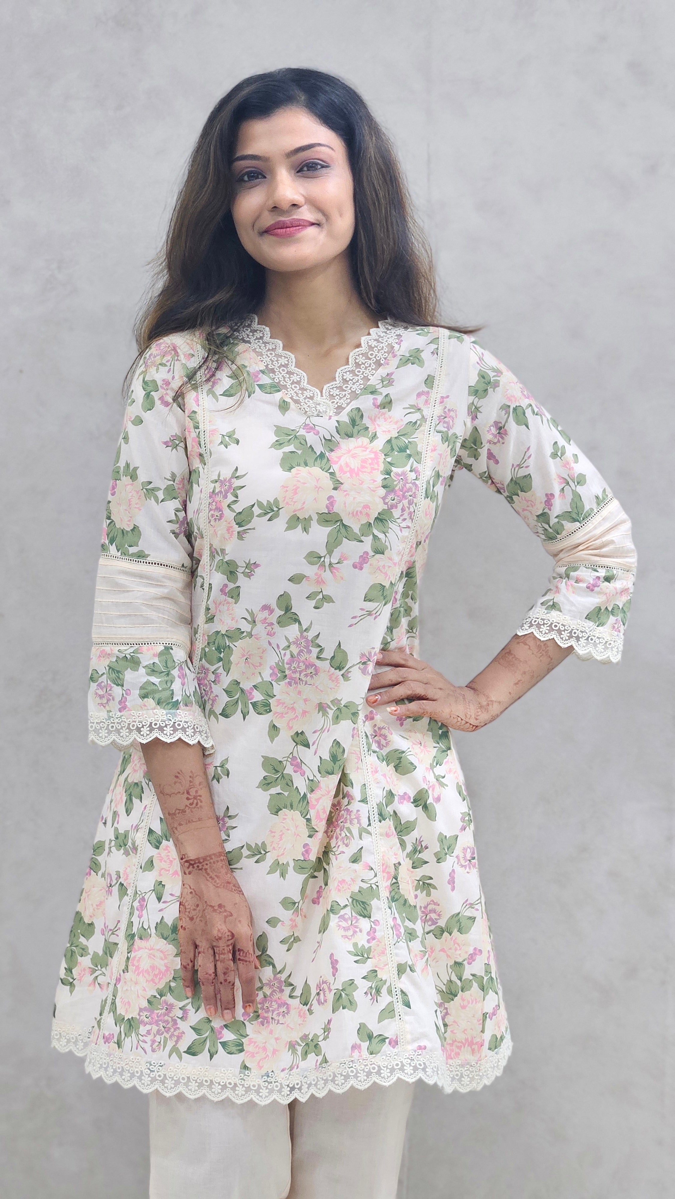 Ivory Green Pastel Cotton Kurta Set