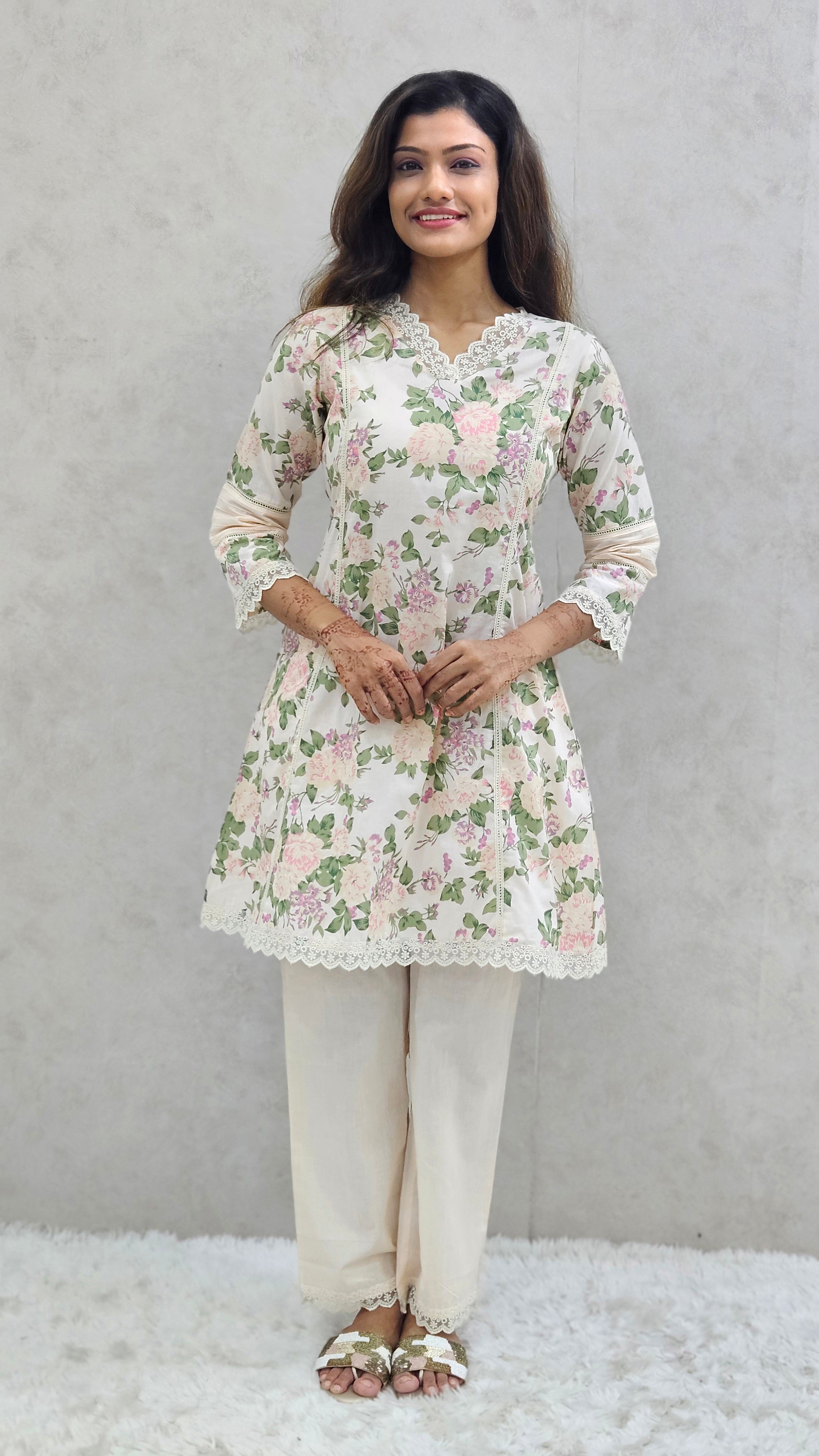 Ivory Green Pastel Cotton Kurta Set