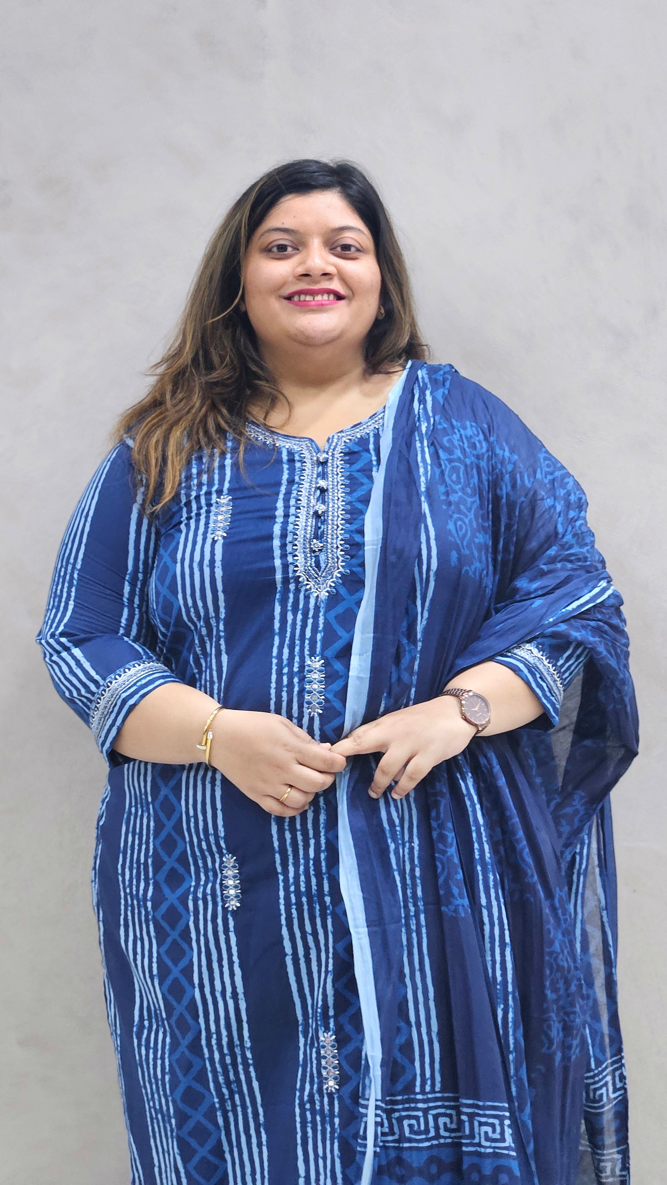 Indigo Blue Pure Cotton Kurta Set