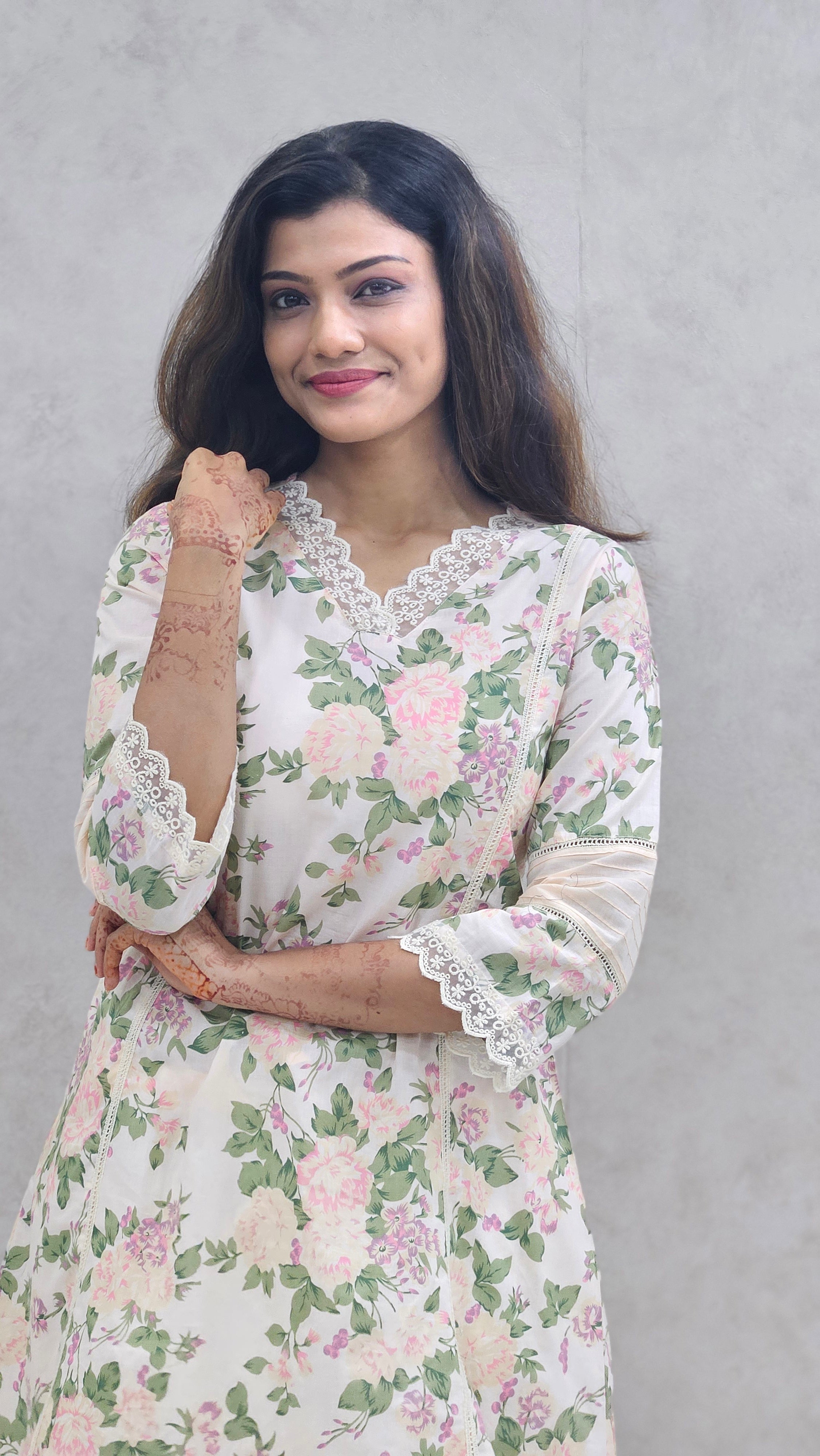 Ivory Green Pastel Cotton Kurta Set