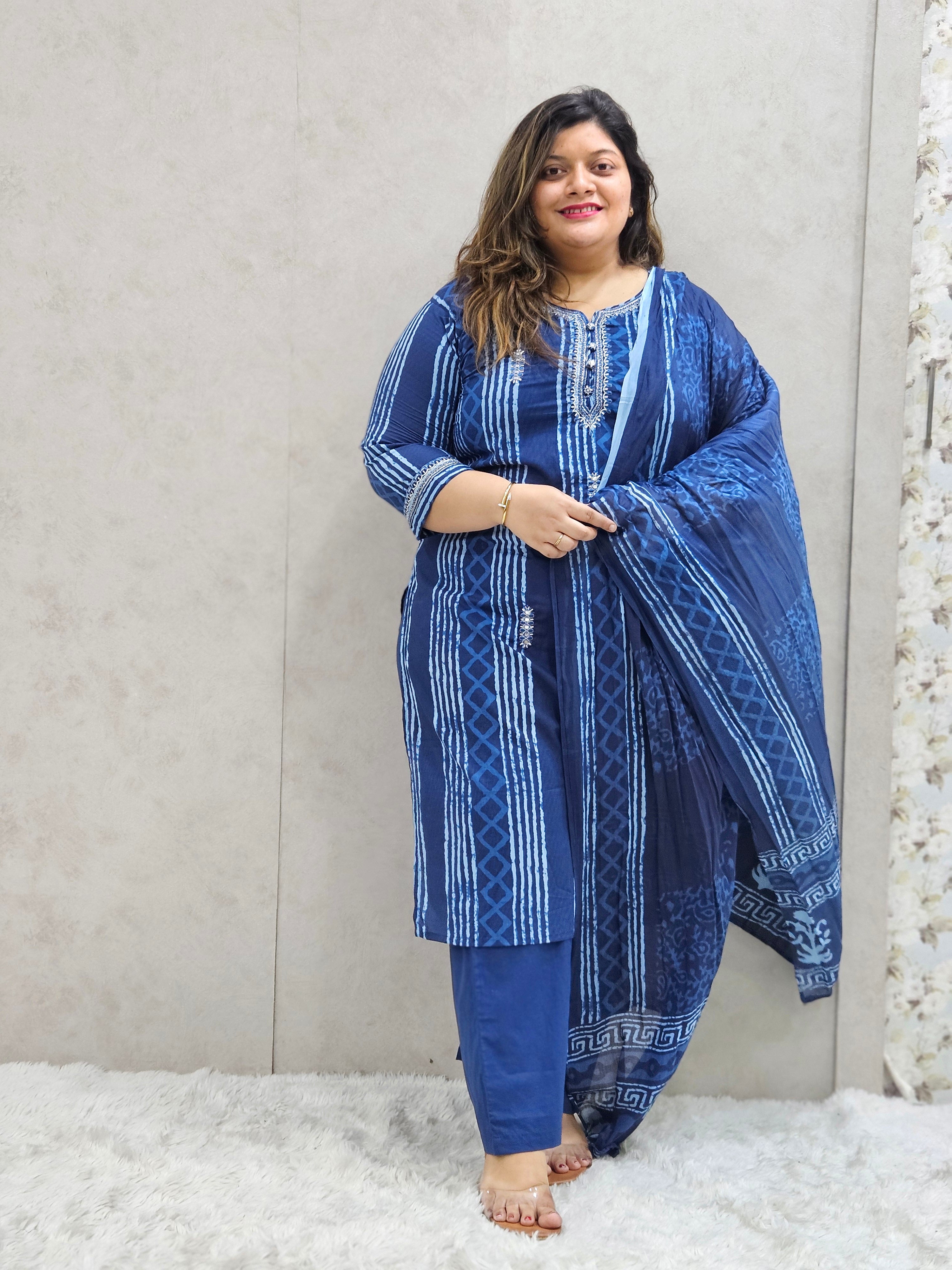 Indigo Blue Pure Cotton Kurta Set