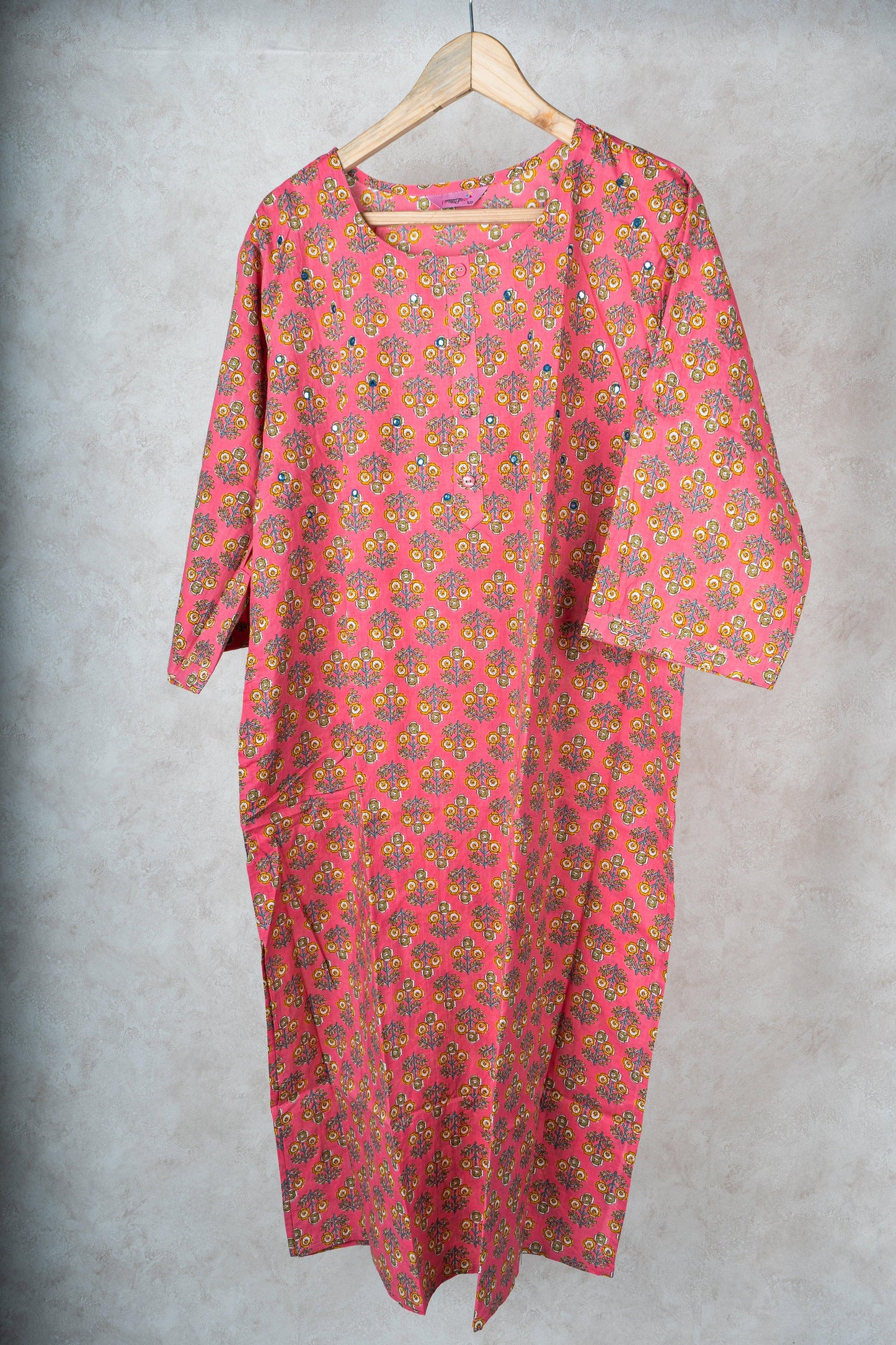 CANDY PINK MIRROR KURTA
