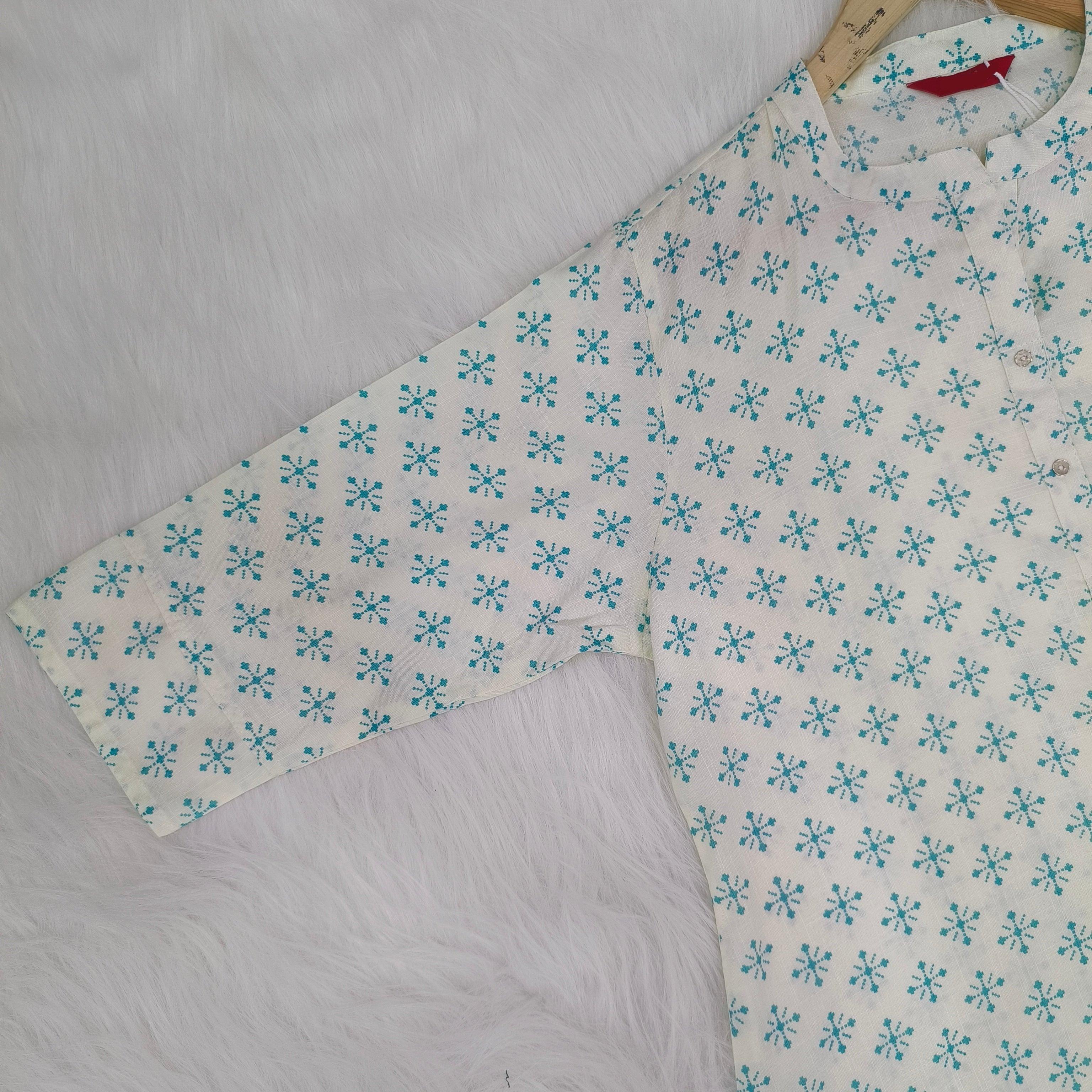 AQUA BLUE DIGITAL PRINTED KURTA